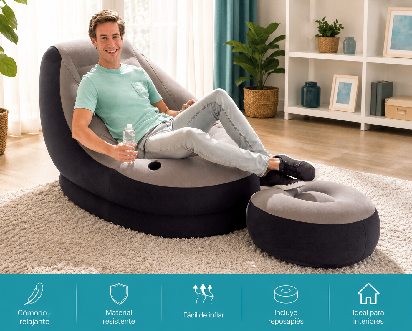 SILLON Y REPOSAPIÉS INFLABLE INTEX