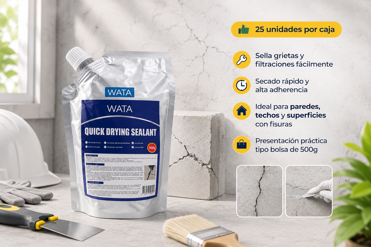 SELLADOR DE GRIETAS DE SECADO RÁPIDO 500GR