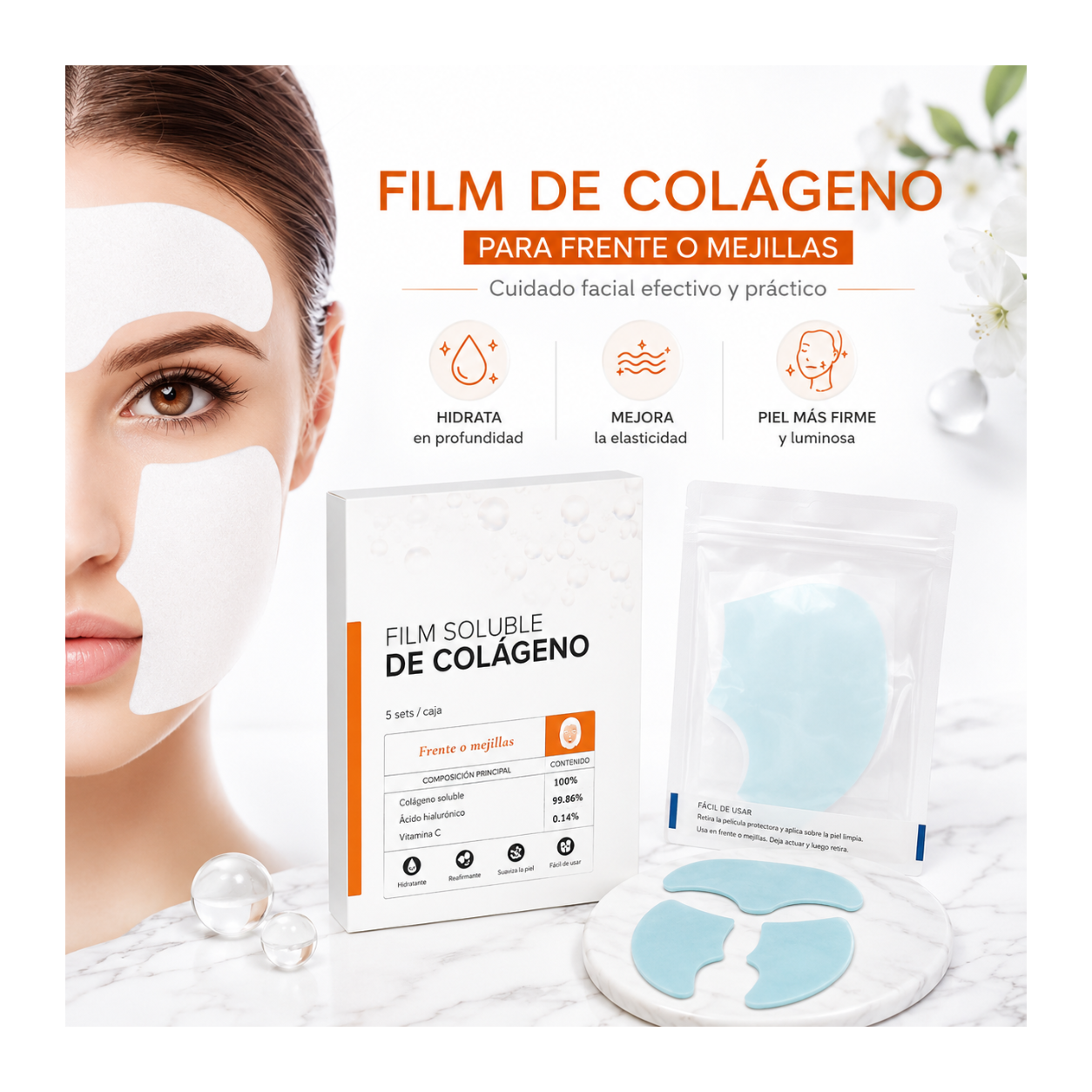 MASCARILLAS SOLUBLES DE COLÁGENO (5 SETS POR CAJA)