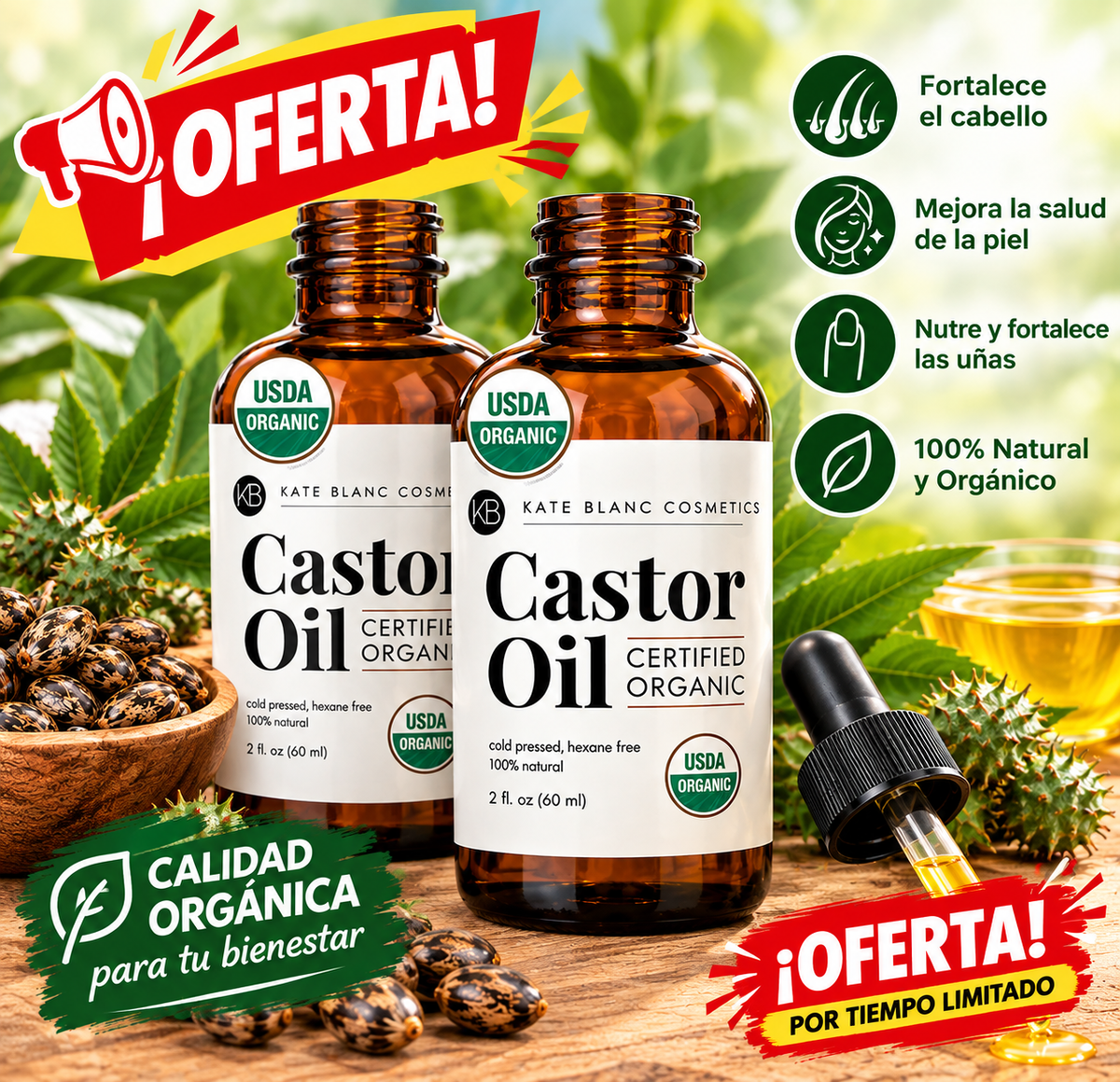 Aceite de Ricino Orgánico – Paquete de 2