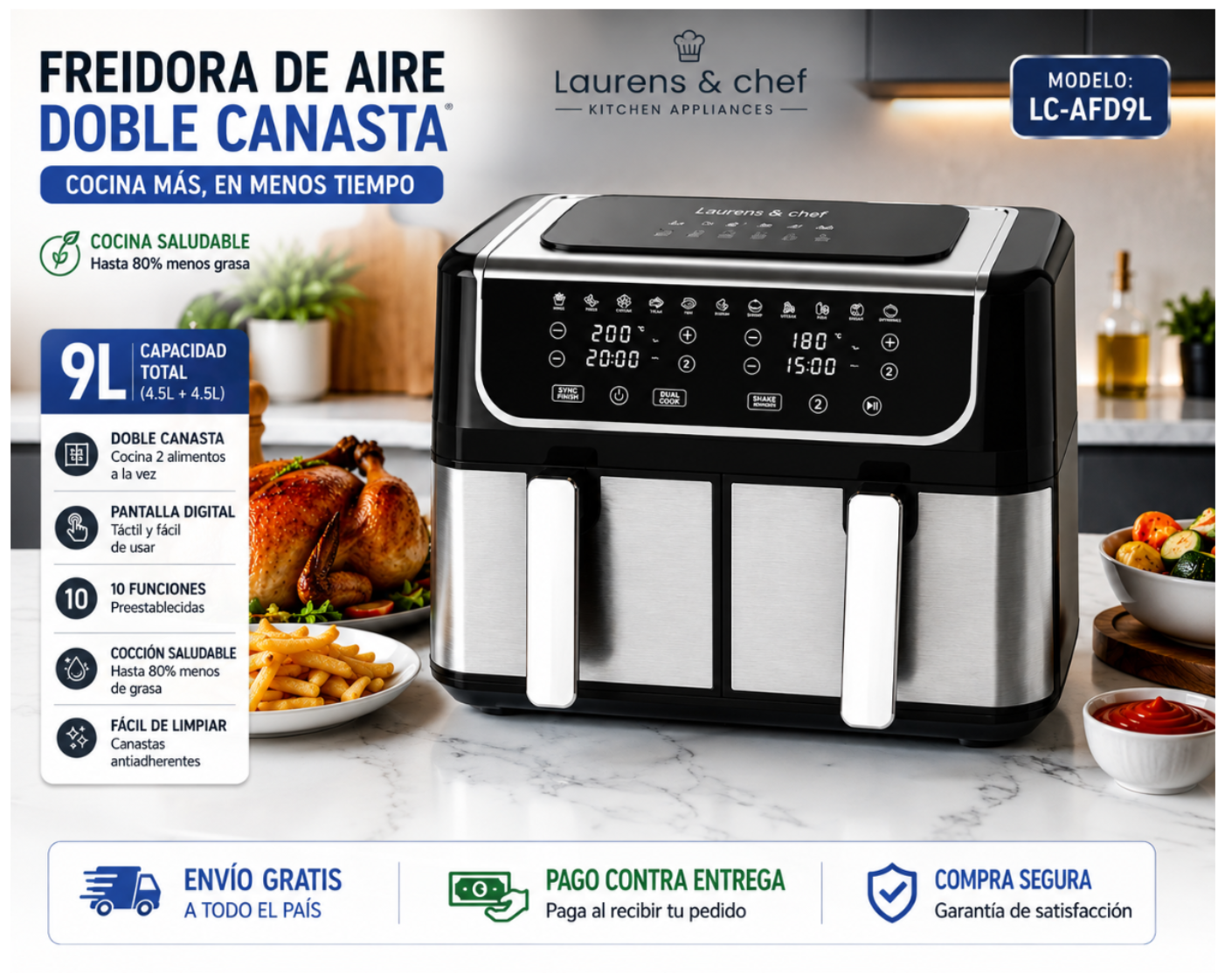 Freidora de Aire Doble Canasta