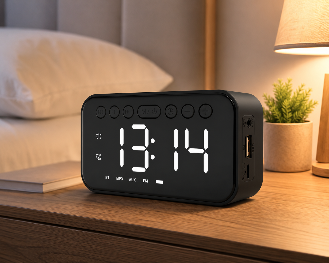 RELOJ DESPERTADOR CON BOCINA Y MUSICA FM RADIO