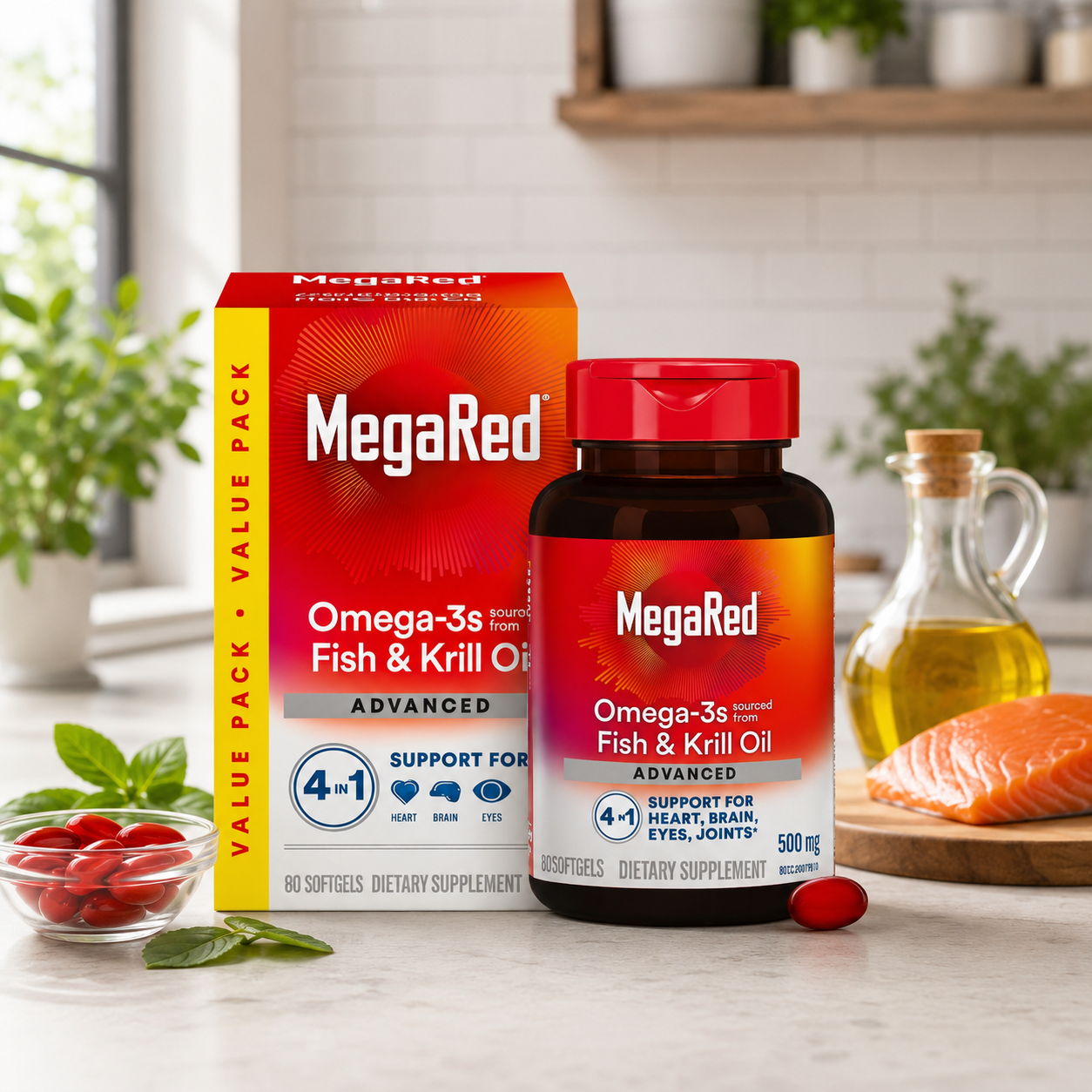 MegaRed Omega-3 Fish &amp; Krill Oil Advanced 500 mg