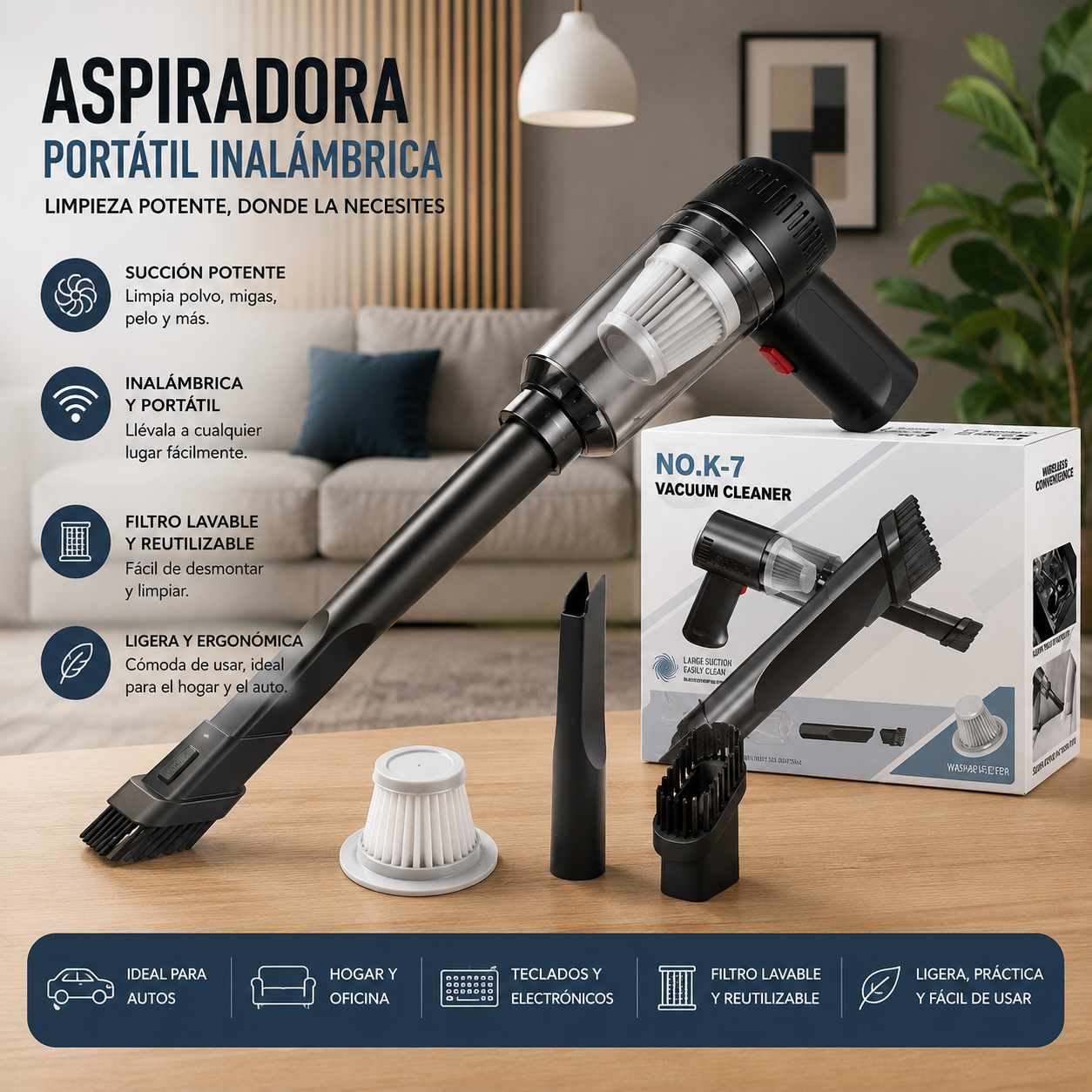 ASPIRADORA PORTATIL RECARGABLE