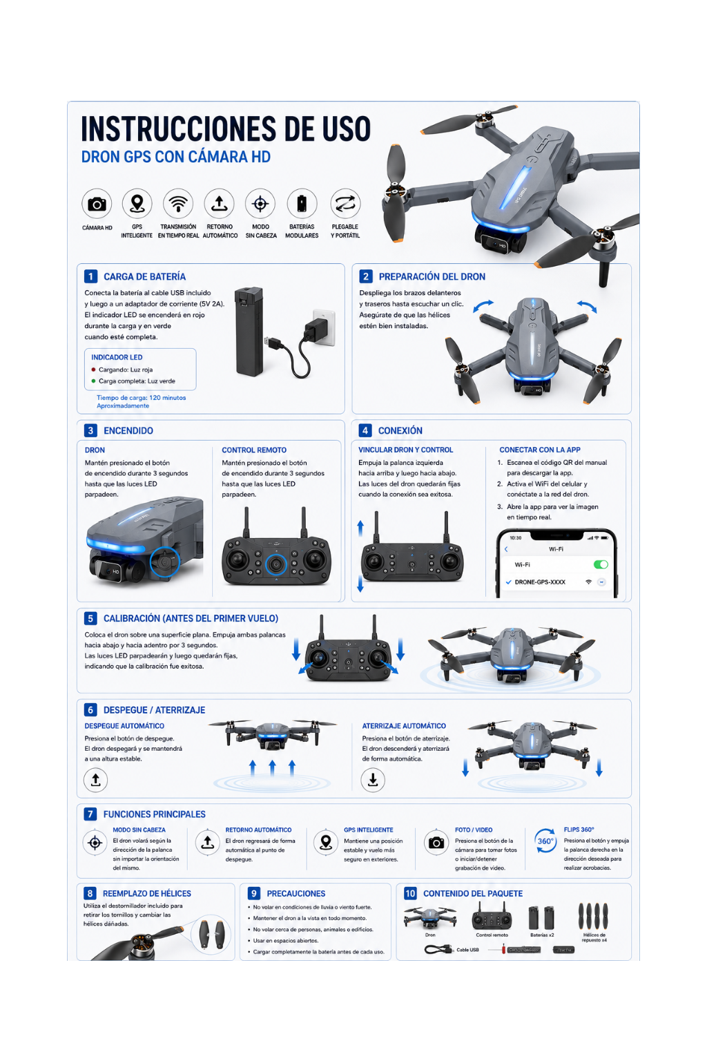 DRON CON CÁMARA 4K PARA ADULTOS - B16 GPS DE MENOS DE 8.82 OZ, MOTOR