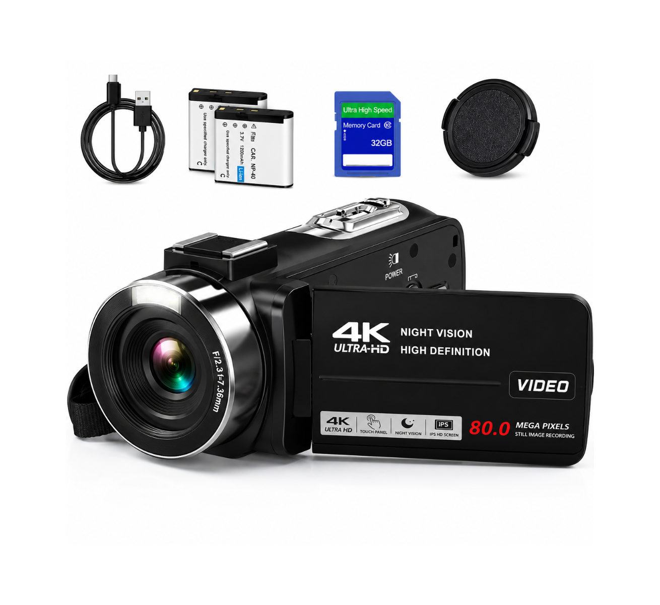 Cámara de video 4K UHD 80MP IR visión nocturna
