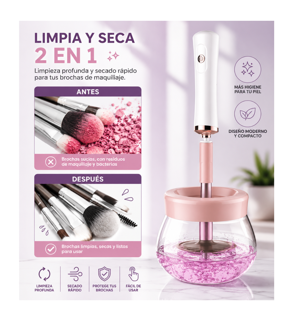 LIMPIADOR ELÉCTRICO DE BROCHAS DE MAQUILLAJE