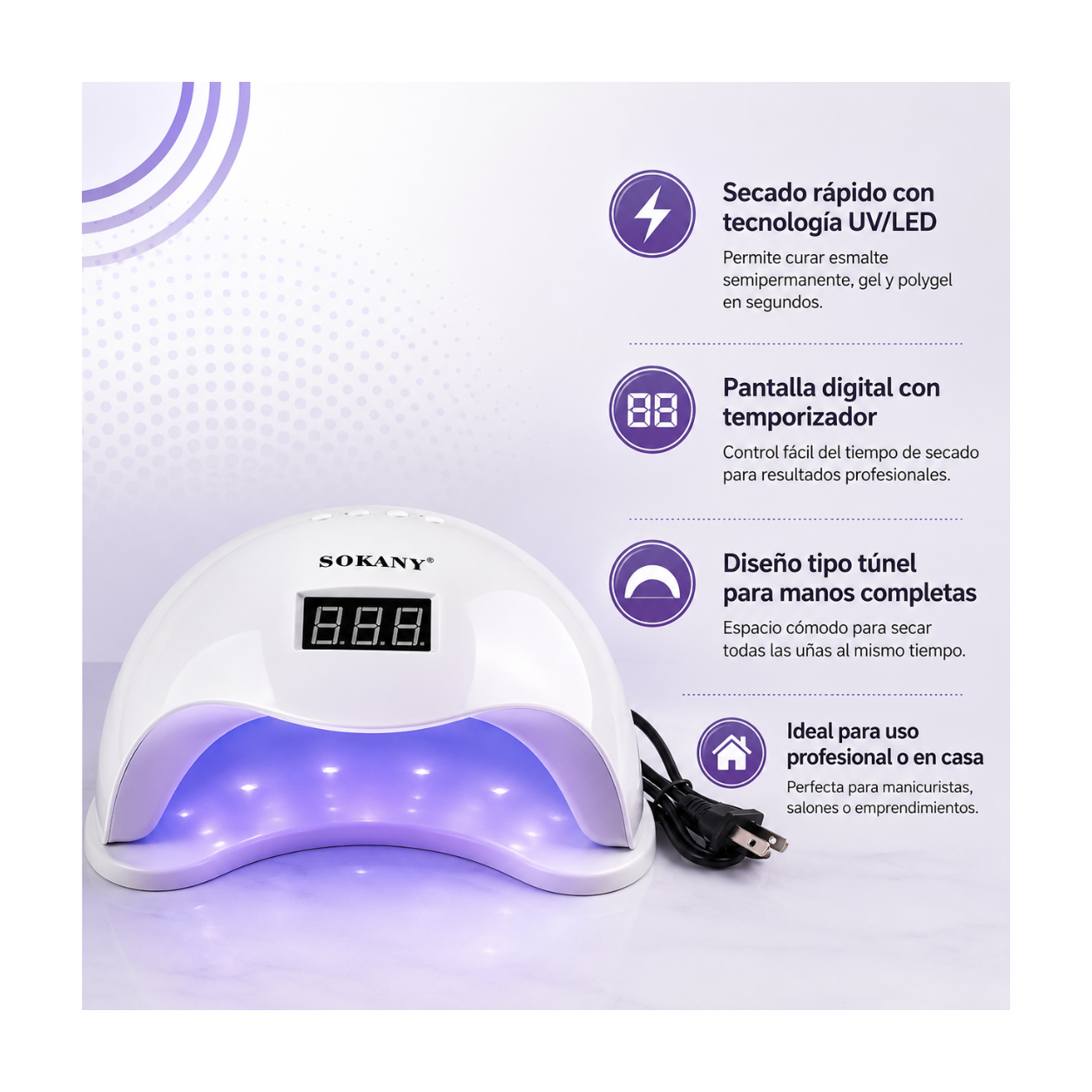 LAMPARA PARA UÑAS CON LUZ LED UV
