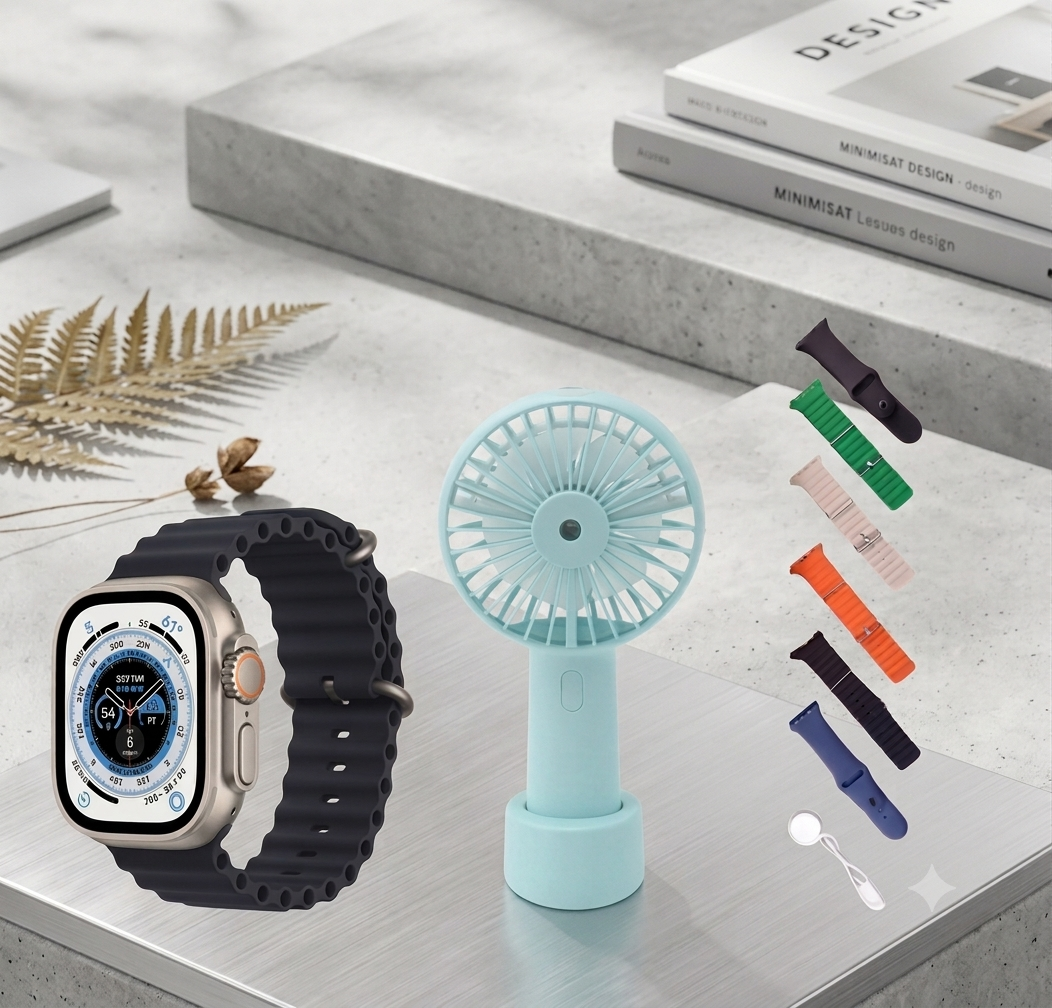 Combo – Smart Watch + Ventilador Portátil + 7 Correas